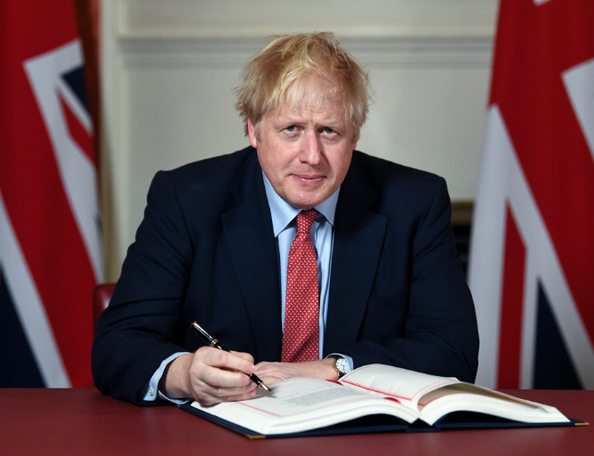 PM Boris Johnson, signing exit deal with the European Union